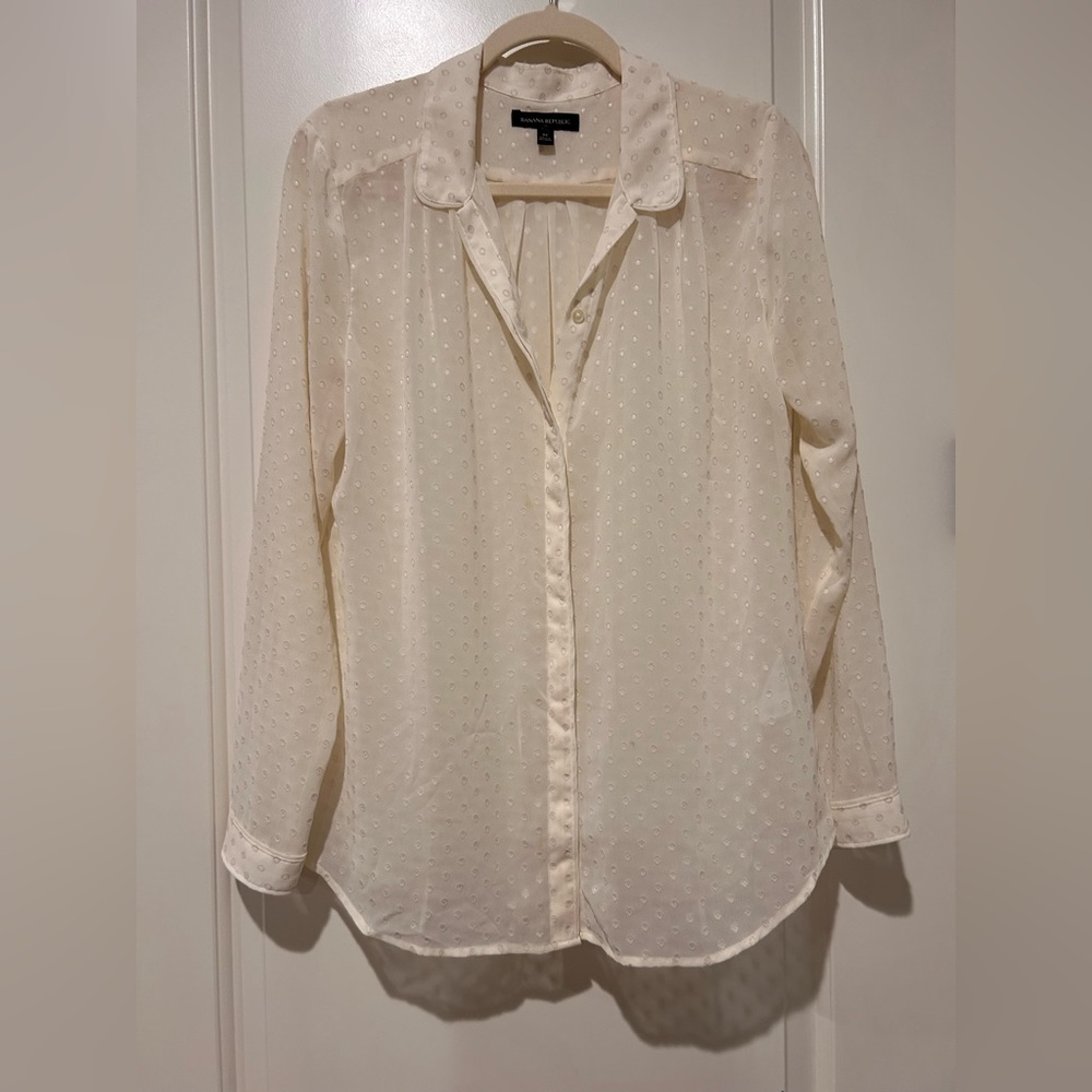 Banana Republic Sheer polka dot Textured Blouse